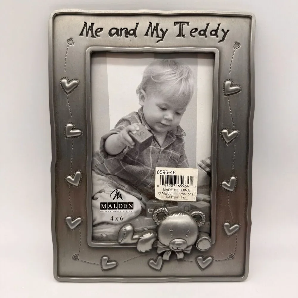 Me And My Teddy Pewter Like Finish Picture‎ Frame By Malden Easel Mount 4”x6”